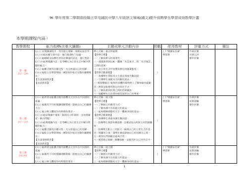 96 学年度第二学期南投县立草屯国民中学八年级语文领域(国文