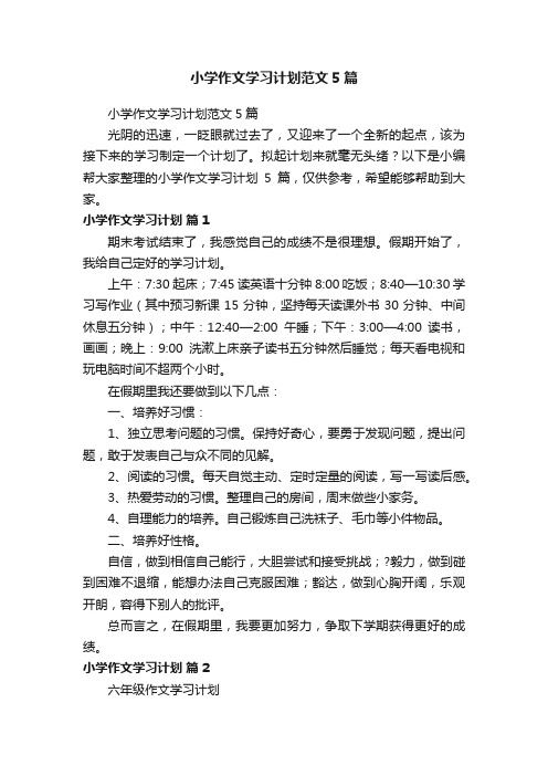 小学作文学习计划范文5篇