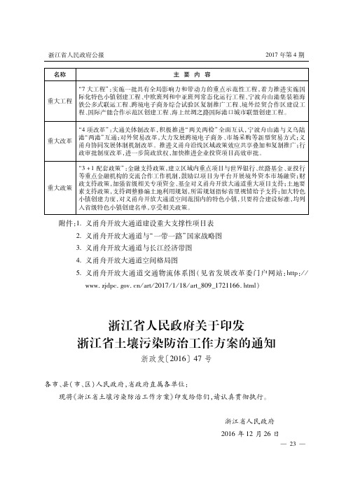 浙江省人民政府关于印发浙江省土壤污染防治工作方案的通知