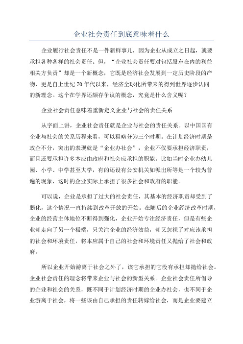 企业社会责任到底意味着什么