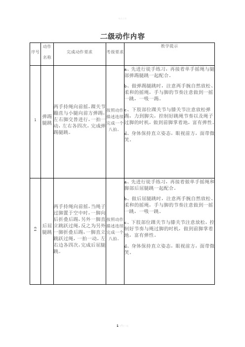 花样跳绳二级动作内容