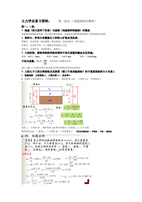 土力学复习提纲总结N