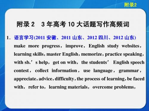 【步步高·安徽专用】2014高考英语二轮【配套课件】考前基础回顾第二部分 附录2