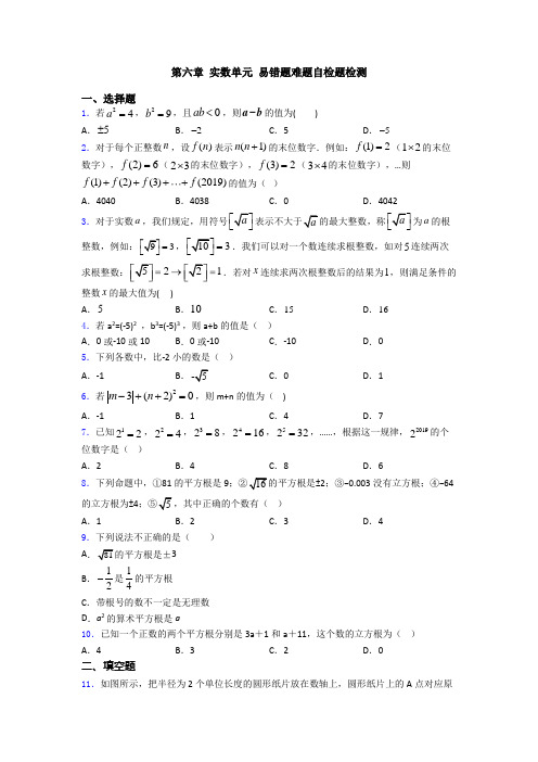 第六章 实数单元 易错题难题自检题检测