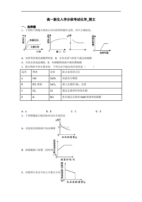 高一新生入学分班考试化学_图文