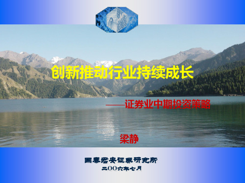 国泰君安证券2006年下半年投资策略研讨会乌鲁木齐.