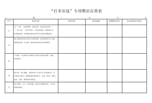 “打非治违”专项整治自查记录表