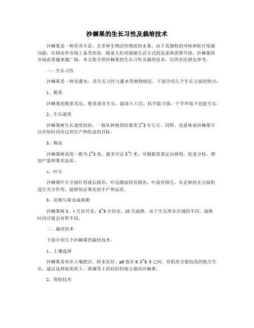 沙棘果的生长习性及栽培技术