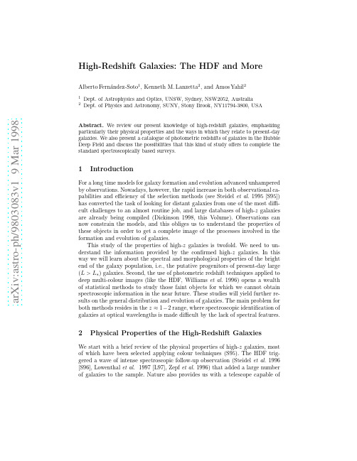 High-Redshift Galaxies The HDF and More