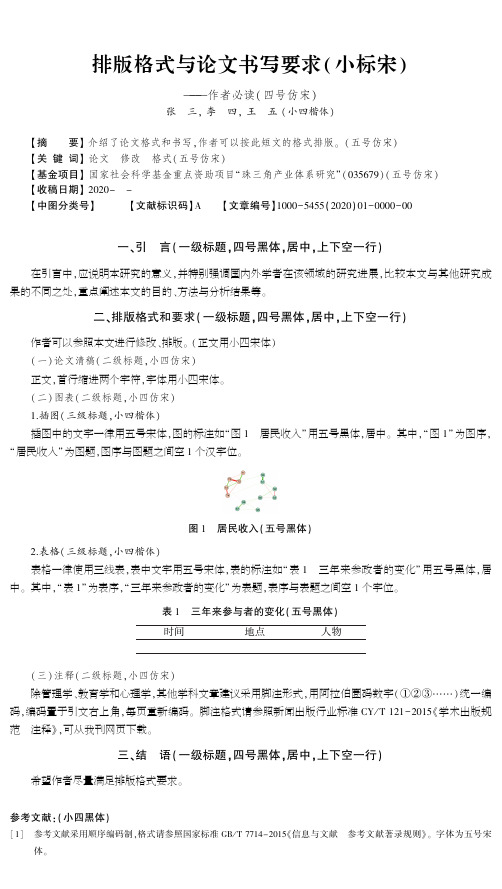 排版格式与论文书写要求(小标宋)——作者必读(四号仿宋)