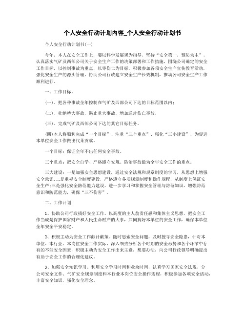 个人安全行动计划内容_个人安全行动计划书