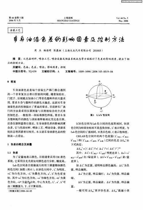 车身油漆色差的影响因素及控制方法