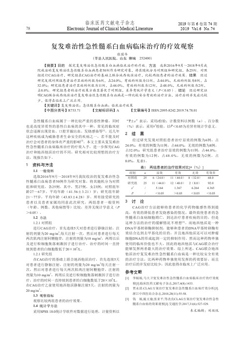 复发难治性急性髓系白血病临床治疗的疗效观察