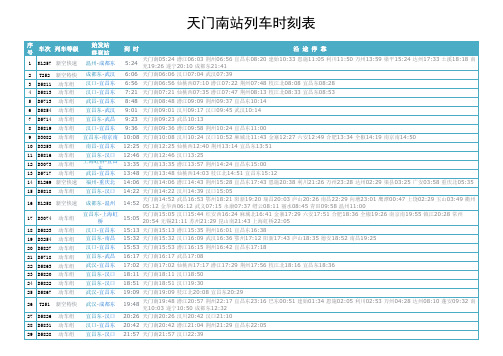 天门南站列车时刻表