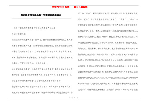 学习新课程改革形势下初中物理教学体会