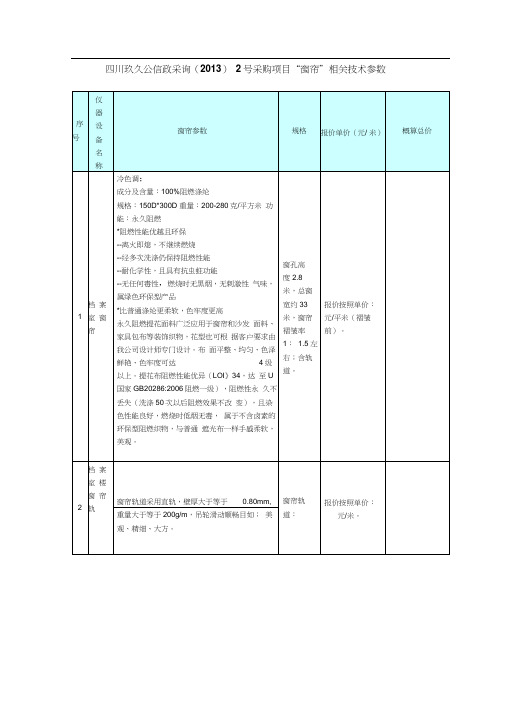 窗帘相关技术参数