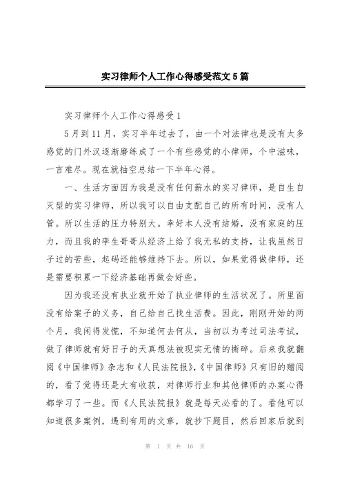 实习律师个人工作心得感受范文5篇