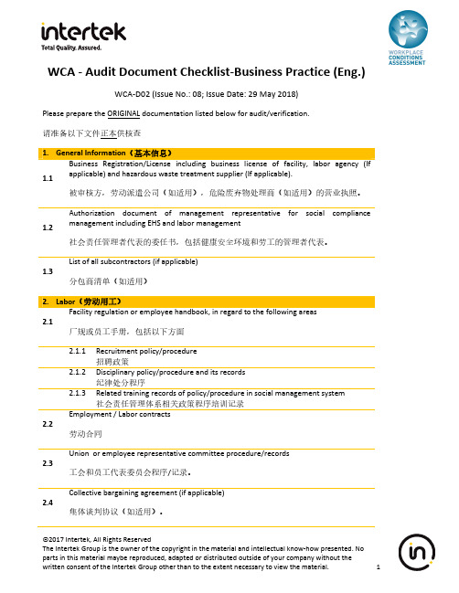 Document Checklist - WCA with BP (English) Issue 08 with Ch...