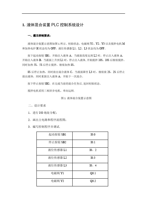 液体混合装置PLC控制系统设计