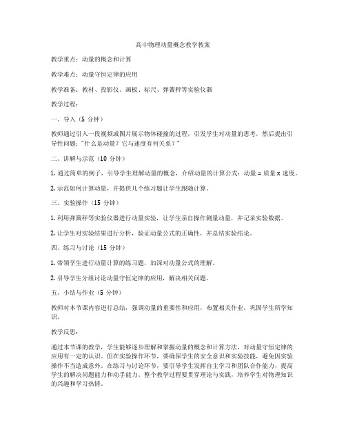 高中物理动量概念教学教案