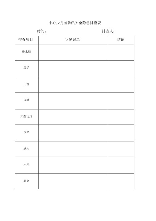 防汛安全隐患排查表