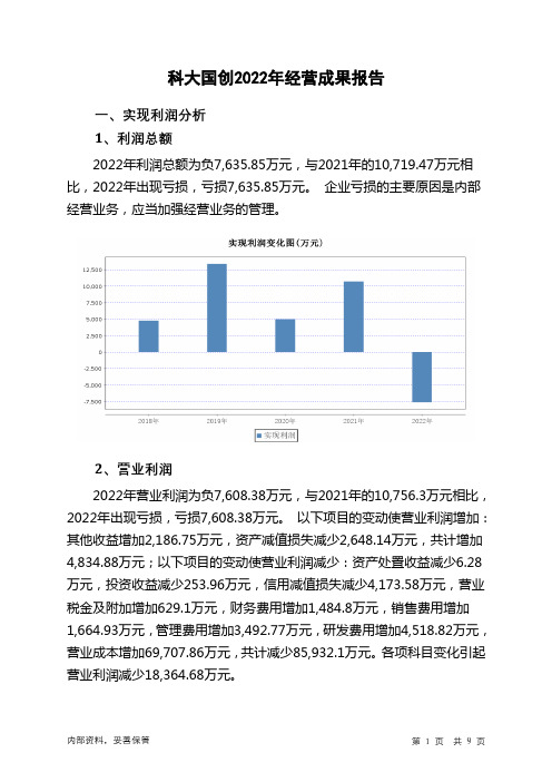 300520科大国创2022年经营成果报告