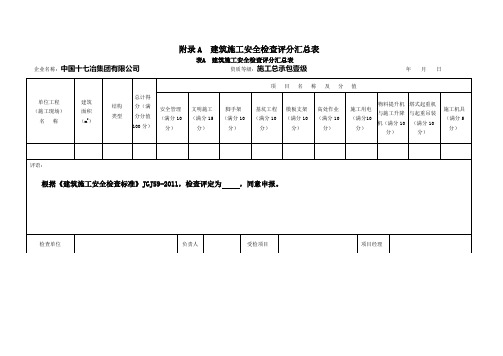 安全检查评分标准—JGJ59-2011附表