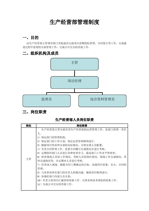 生产经营部管理制度(初稿)