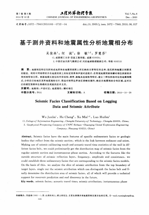 基于测井资料和地震属性分析地震相分布