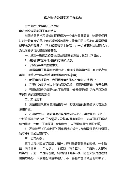 房产测绘公司实习工作总结