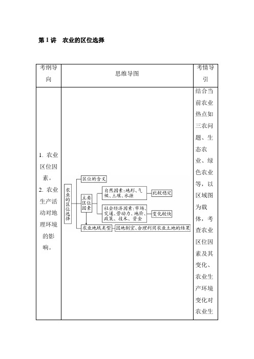 新人教版高考地理总复习：农业的区位选择讲义