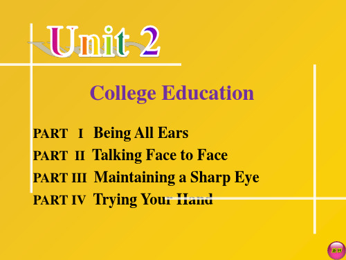 新编实用英语3课件Unit 2College Education