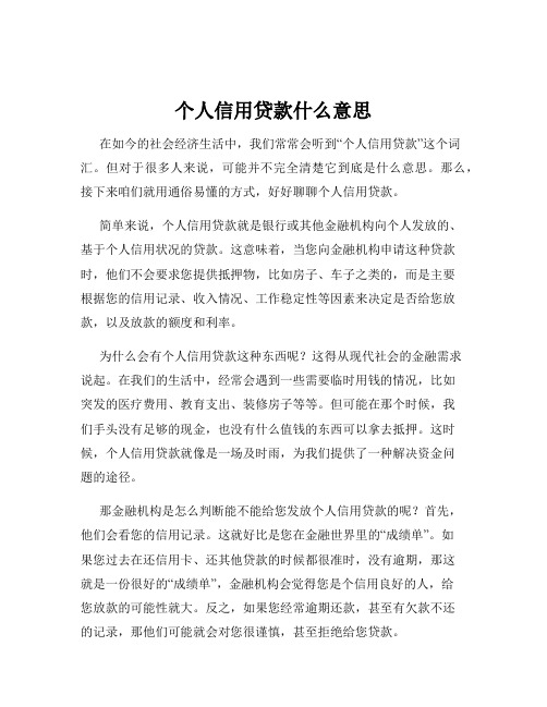 个人信用贷款什么意思