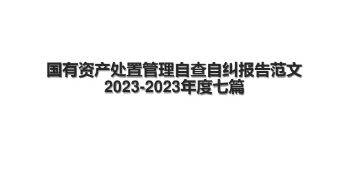 国有资产处置管理自查自纠报告范文2023-2023年度七篇