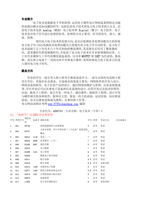 华南理工大学自考电子技术专业