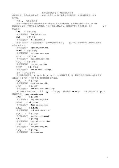 【通用版】小升初英语复习：语音-辅音的发音技巧