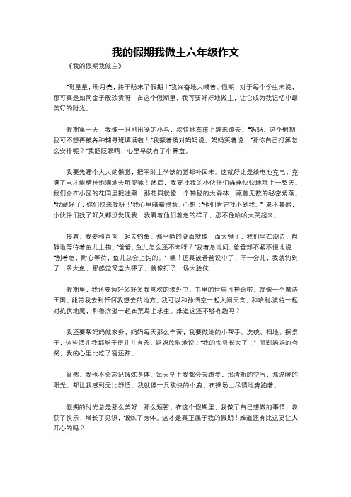 我的假期我做主六年级作文