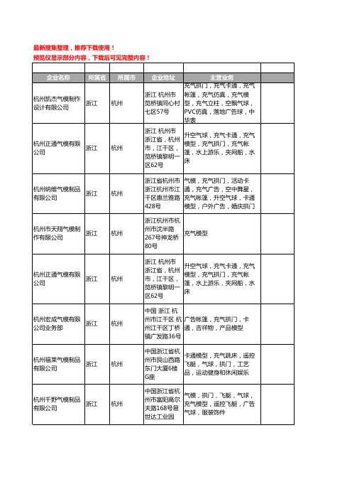 新版浙江省杭州充气模型工商企业公司商家名录名单联系方式大全27家