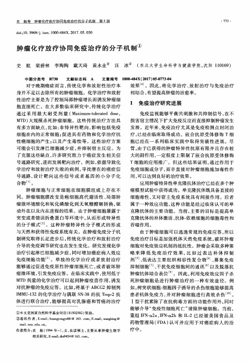 肿瘤化疗放疗协同免疫治疗的分子机制