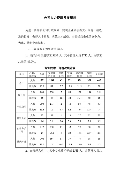 六建公司公司人力资源发展规划