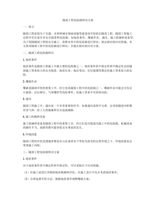 隧洞工程危险源辨识方案