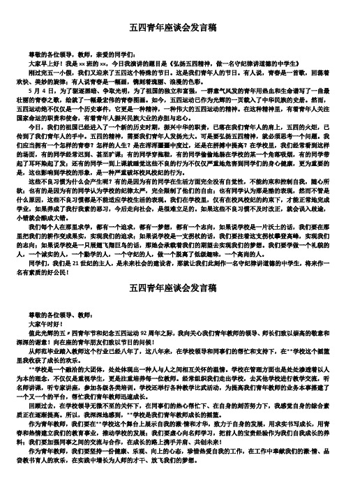 五四青年座谈会发言稿可编辑文档5篇精选