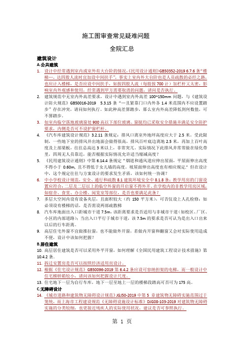 2019施工图疑难问题建筑全院汇总word资料5页