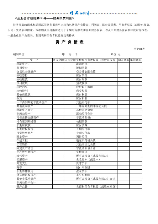 新会计准则全套报表模板