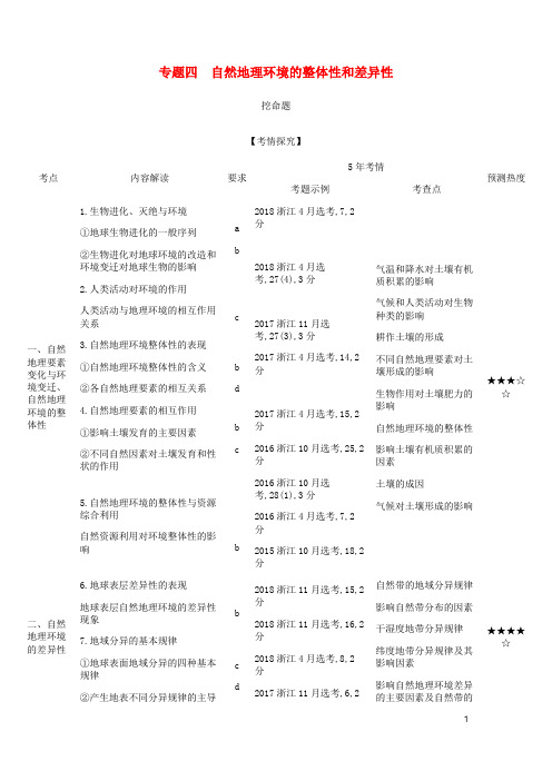 (5年高考3年模拟A版)浙江省2020年高考地理总复习专题四自然地理环境的整体性和差异性学案(含解析)