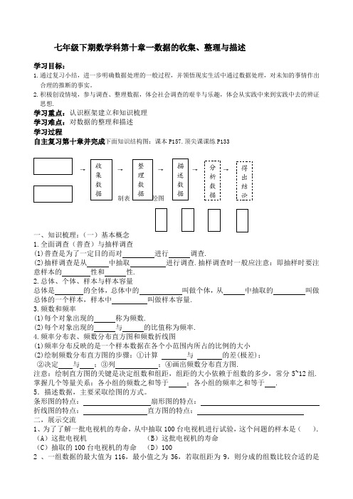 人教版数学七年级下册  第十章 数据的收集、整理与描述  教案设计