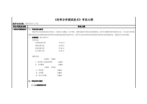 材料分析测试技术考试大纲