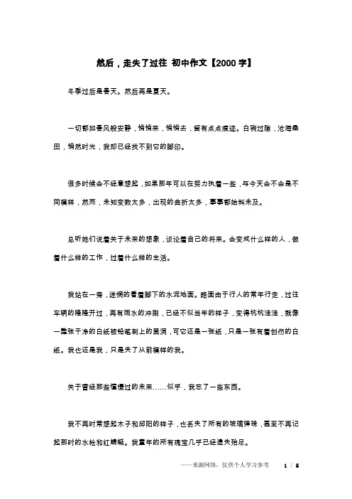 然后,走失了过往 初中作文【2000字】