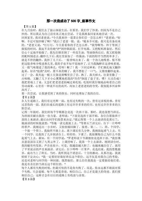 那一次我成功了500字_叙事作文