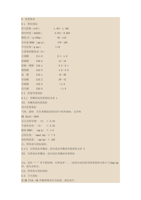 米糠油主要测量标准